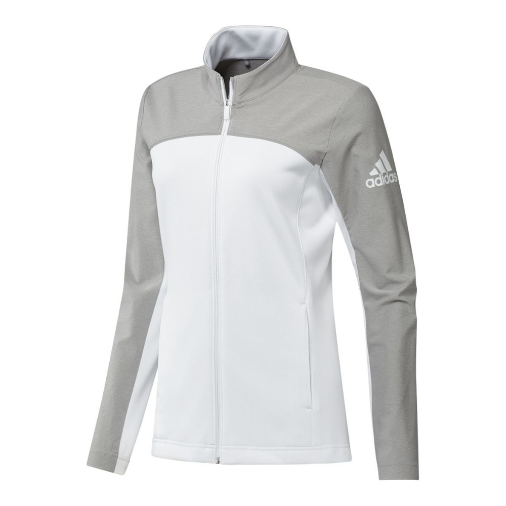 Adidas Golf Go-To Full Zip Track Jacket Gray White Colorblock Size M EUC